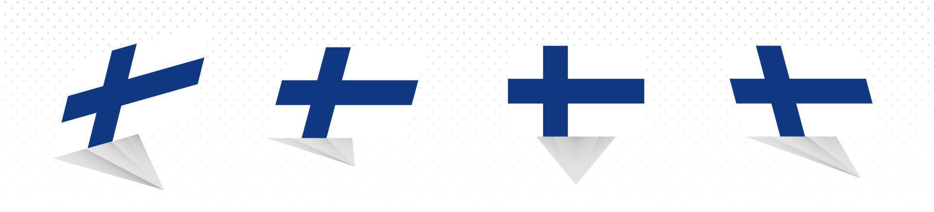 Flag of Finland in modern abstract design, flag set. vector
