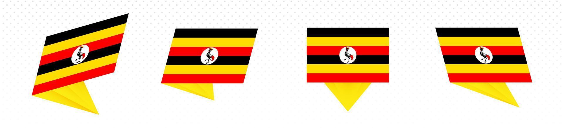 Flag of Uganda in modern abstract design, flag set. vector