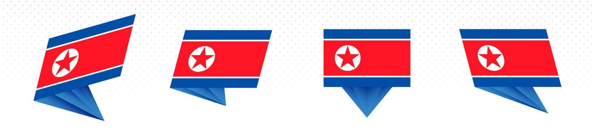 Flag of North Korea in modern abstract design, flag set. vector