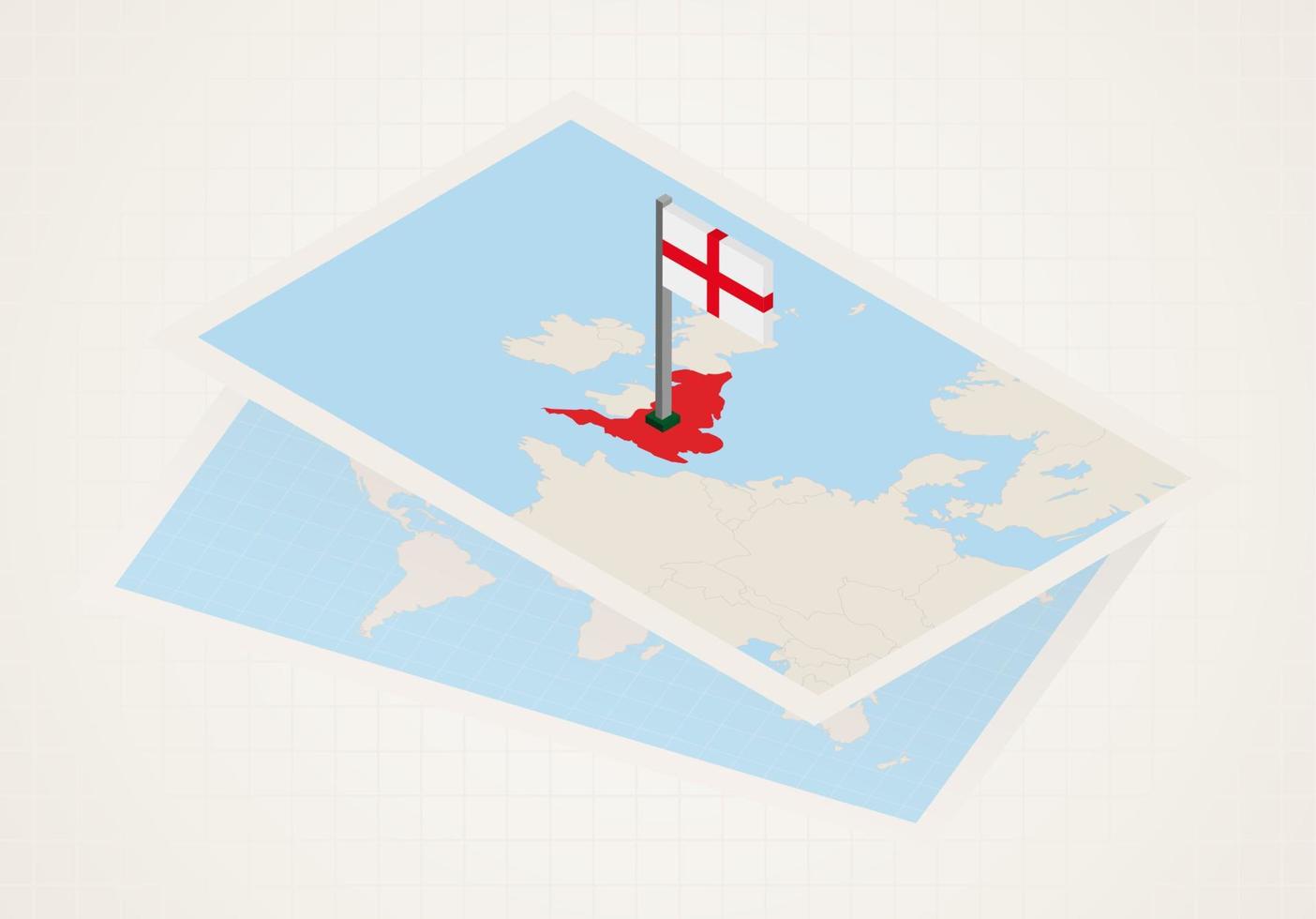 inglaterra seleccionada en el mapa con bandera isométrica de inglaterra. vector