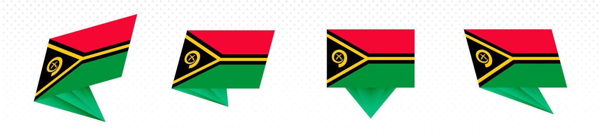 Flag of Vanuatu in modern abstract design, flag set. vector