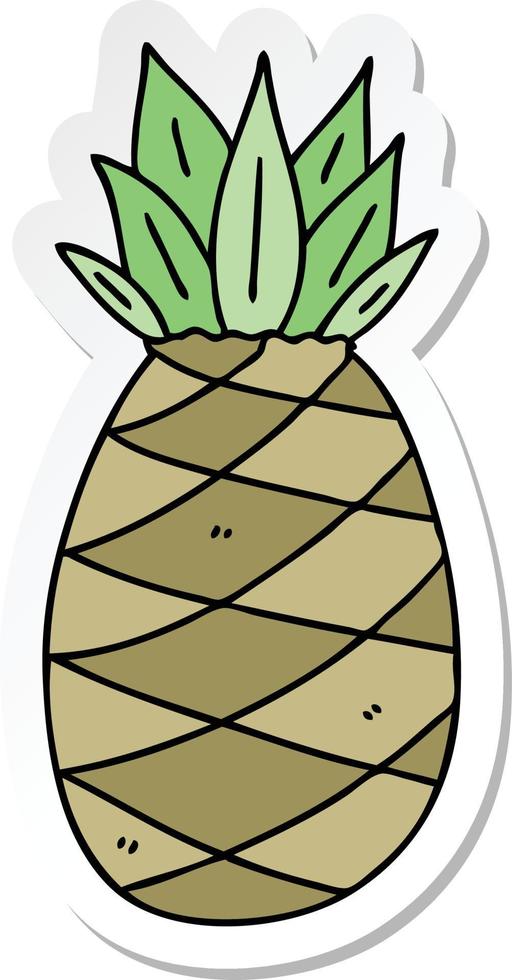 sticker of a quirky hand drawn cartoon pineapple vector