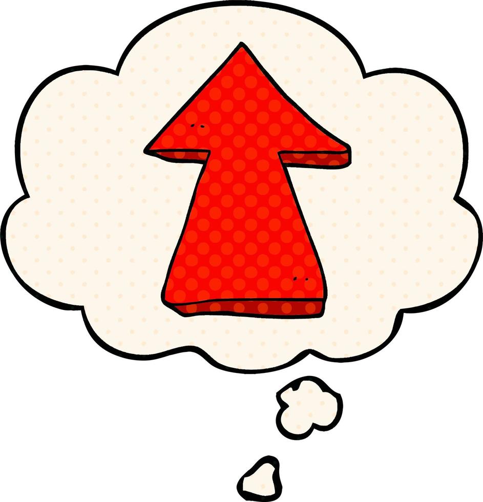 cartoon pointing arrow and thought bubble in comic book style vector