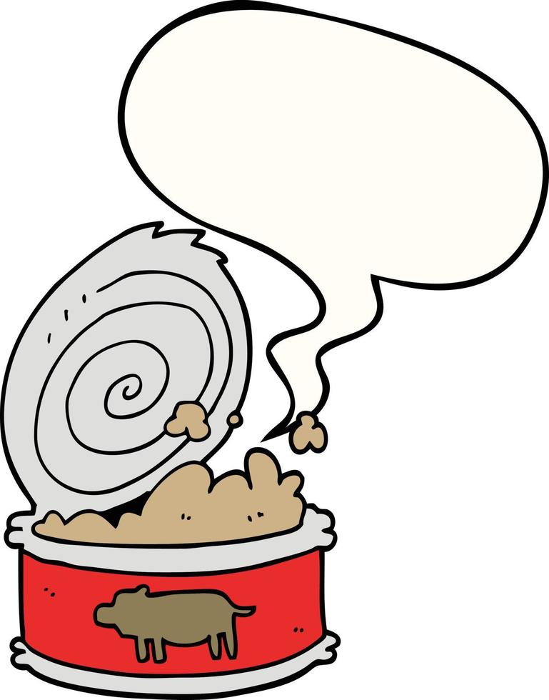 cartoon canned food and speech bubble vector