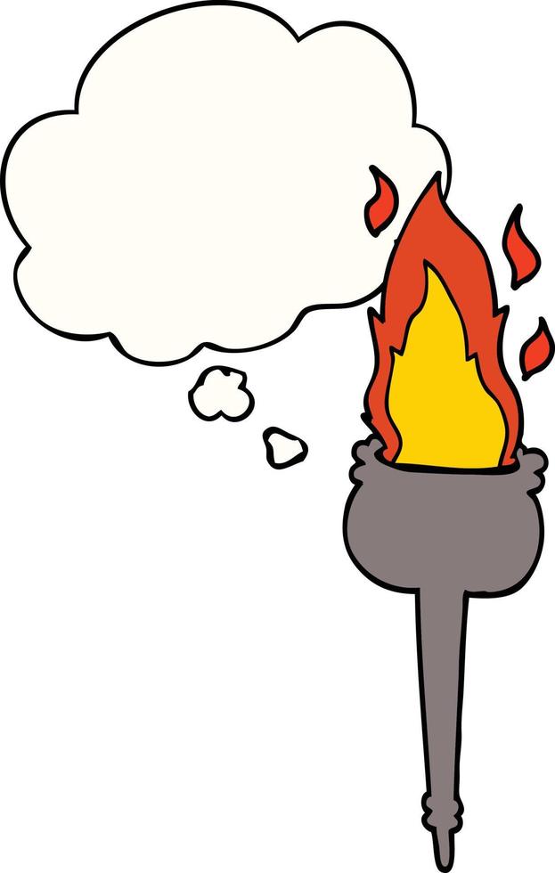 cartoon flaming chalice and thought bubble vector