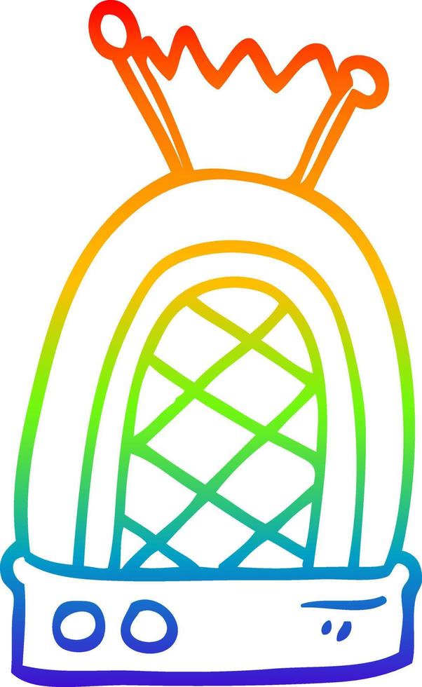 rainbow gradient line drawing cartoon retro radio vector