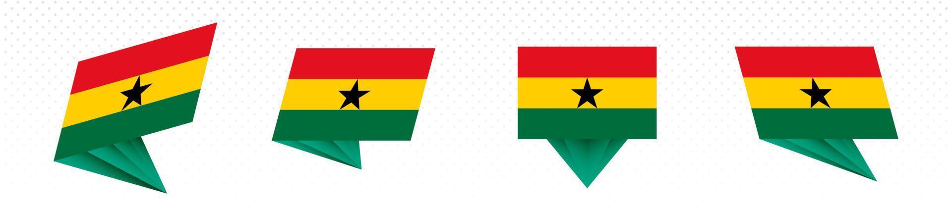 Flag of Ghana in modern abstract design, flag set. vector