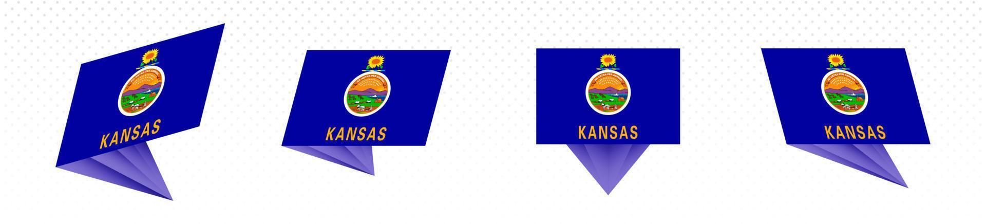 Flag of Kansas US State in modern abstract design, flag set. vector