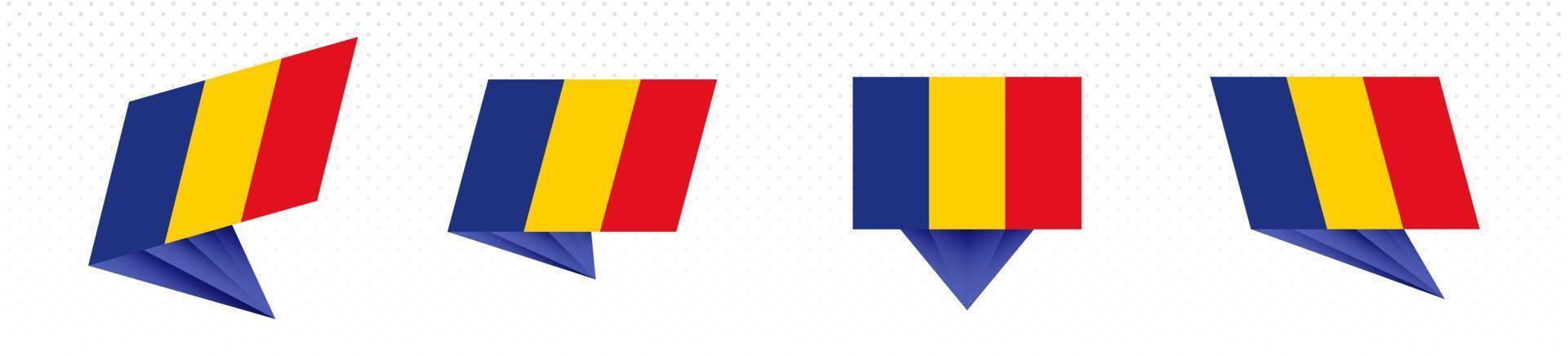 Flag of Romania in modern abstract design, flag set. vector