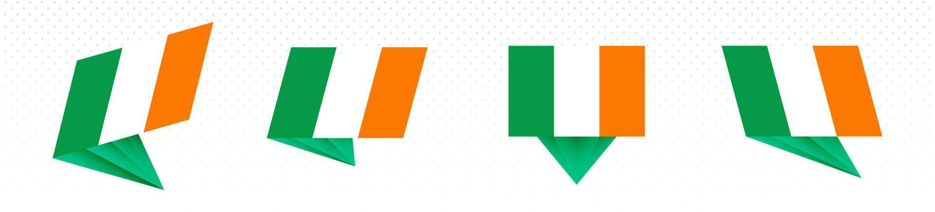 Flag of Ireland in modern abstract design, flag set. vector
