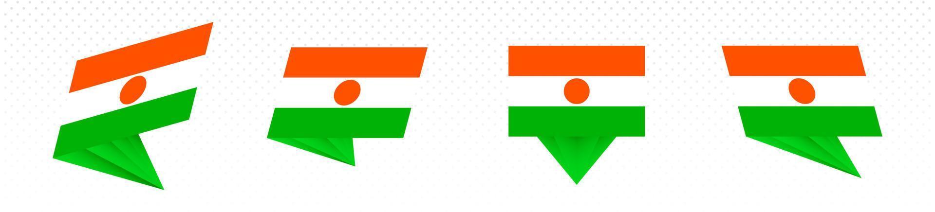 Flag of Niger in modern abstract design, flag set. vector