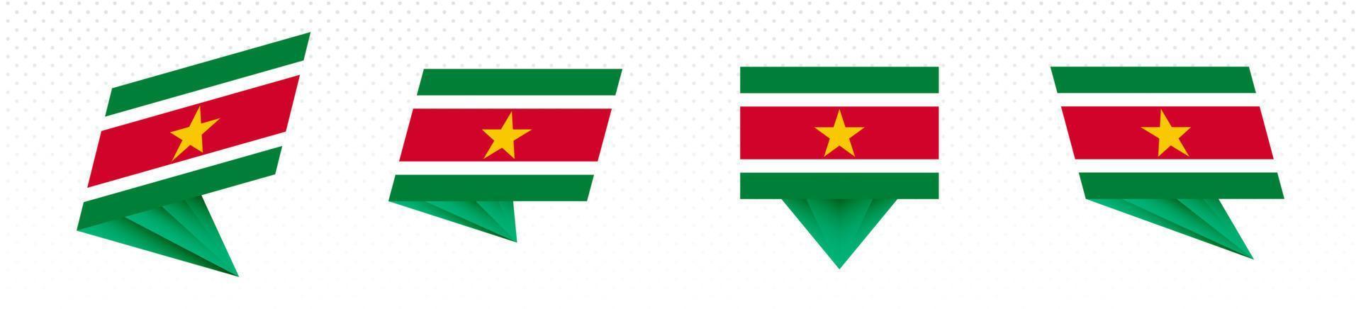 Flag of Suriname in modern abstract design, flag set. vector