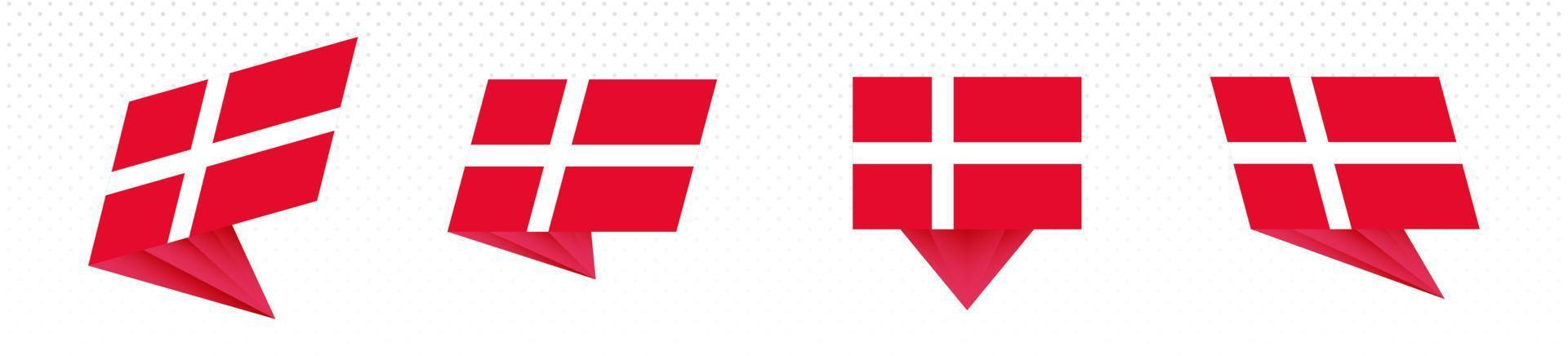 Flag of Denmark in modern abstract design, flag set. vector