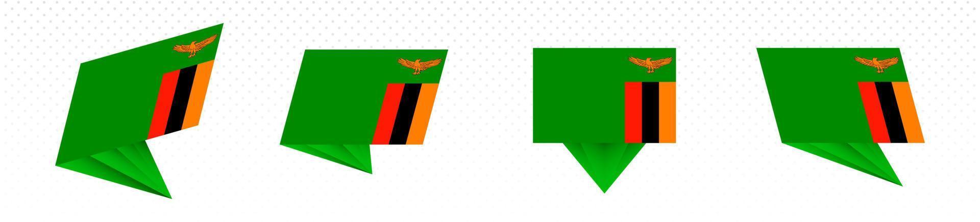 bandera de zambia en diseño abstracto moderno, juego de banderas. vector