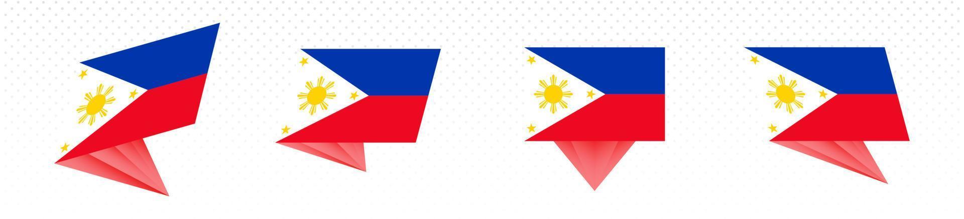 Flag of Philippines in modern abstract design, flag set. vector