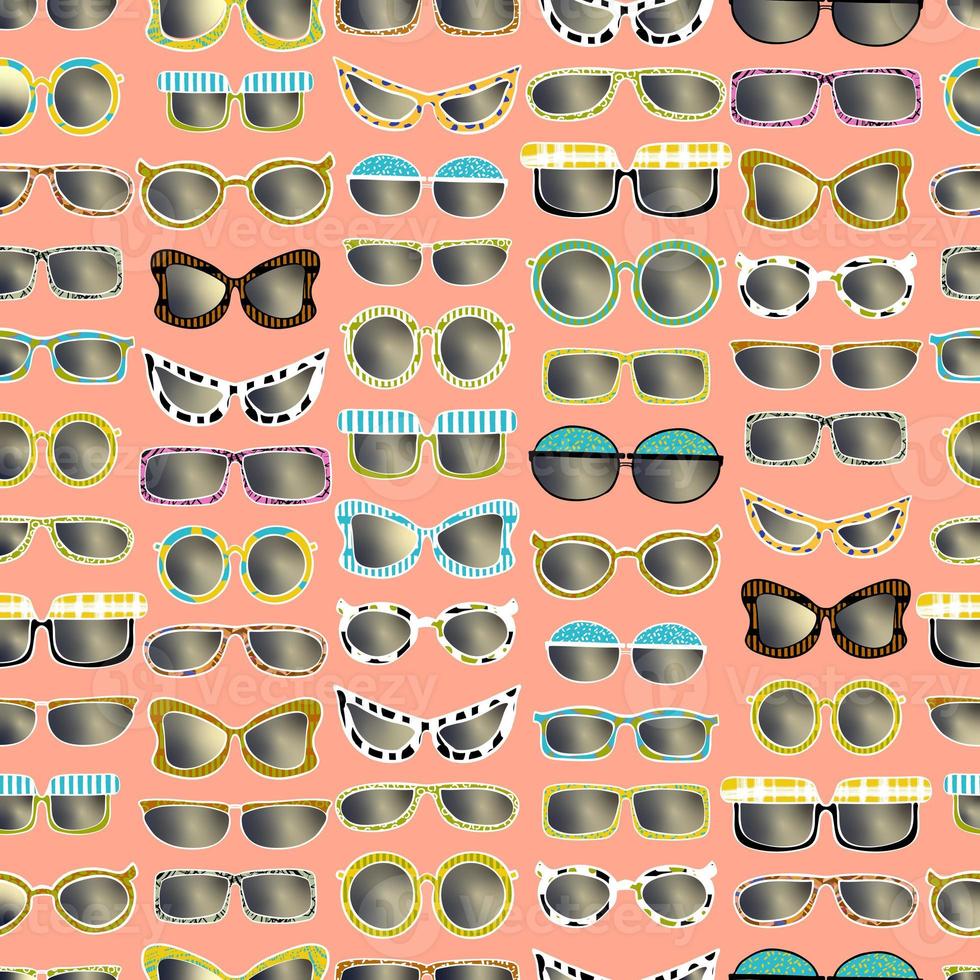 seamless pattern collection of colorful sunglasses isolated simple different shapes of frames hand drawn photo