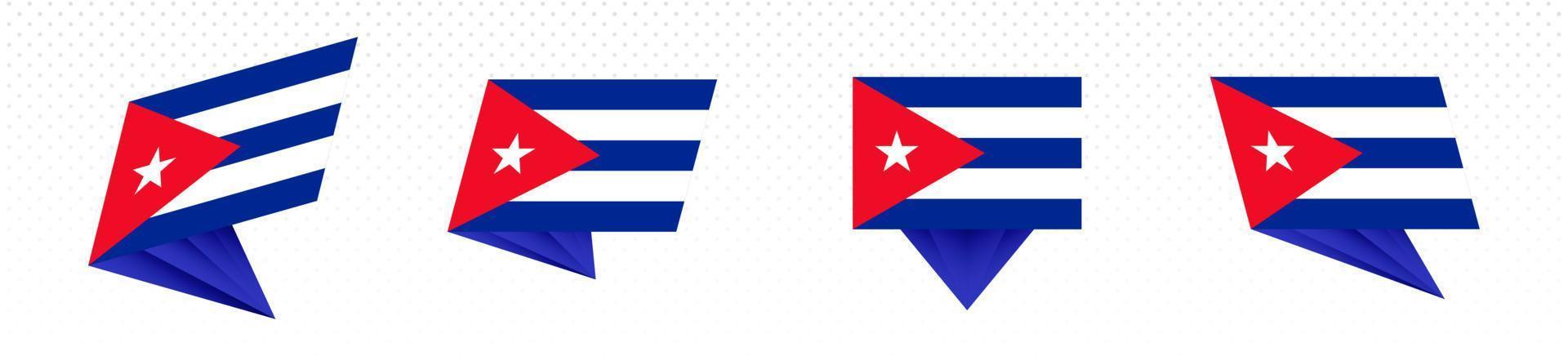Flag of Cuba in modern abstract design, flag set. vector