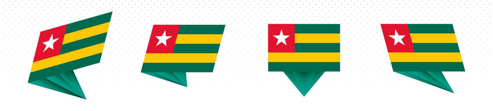 Flag of Togo in modern abstract design, flag set. vector