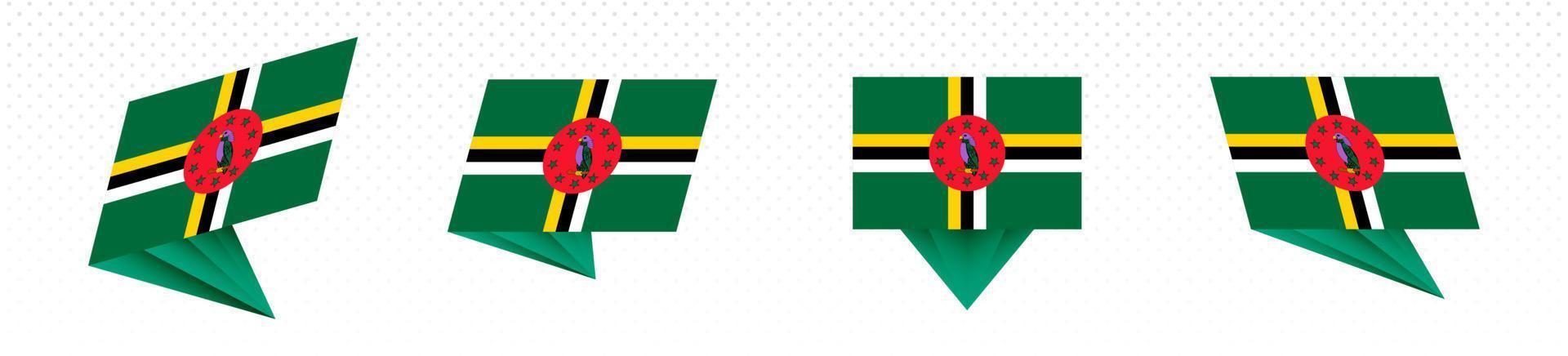 Flag of Dominica in modern abstract design, flag set. vector