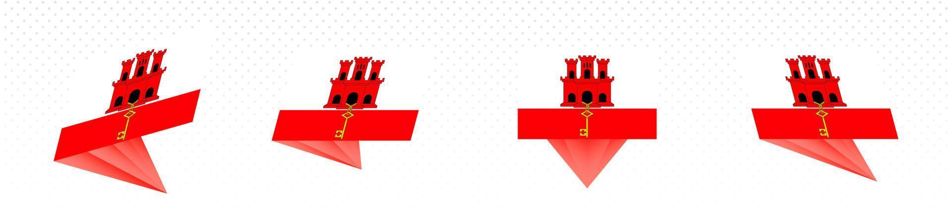 Flag of Gibraltar in modern abstract design, flag set. vector