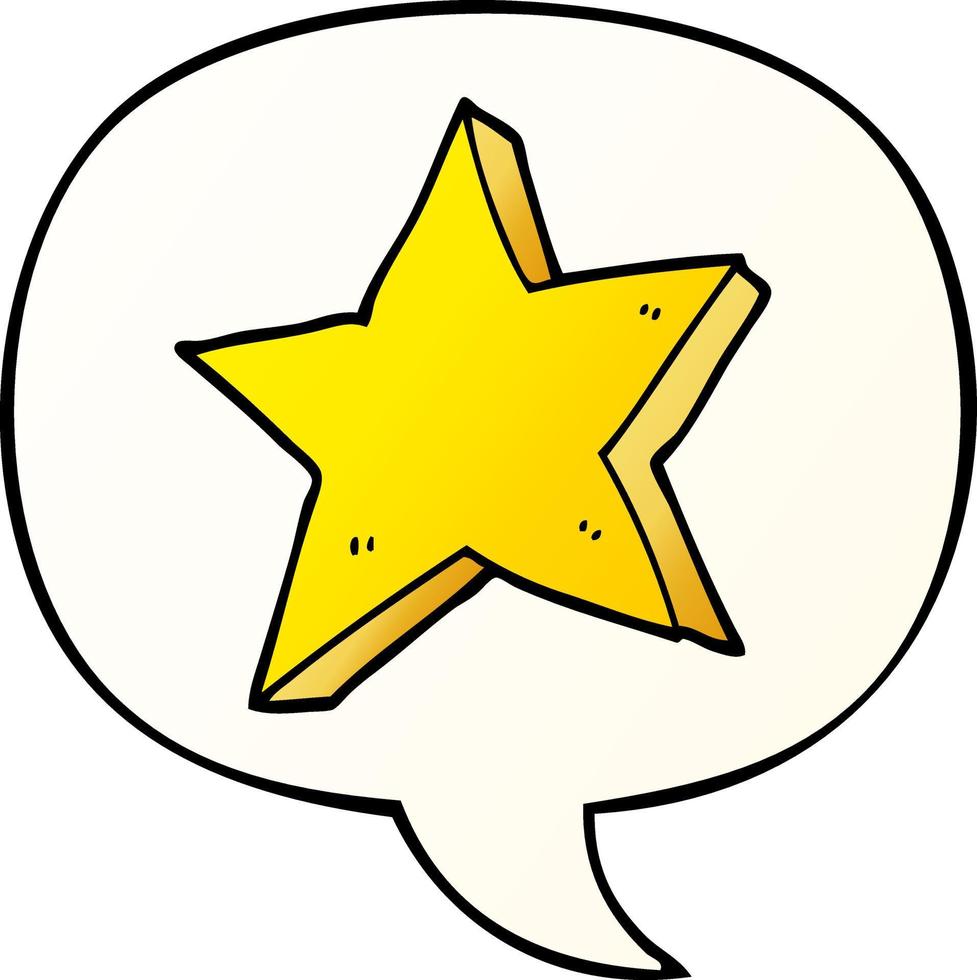cartoon star and speech bubble in smooth gradient style vector