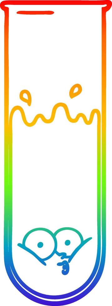 rainbow gradient line drawing cartoon surprised test tube vector