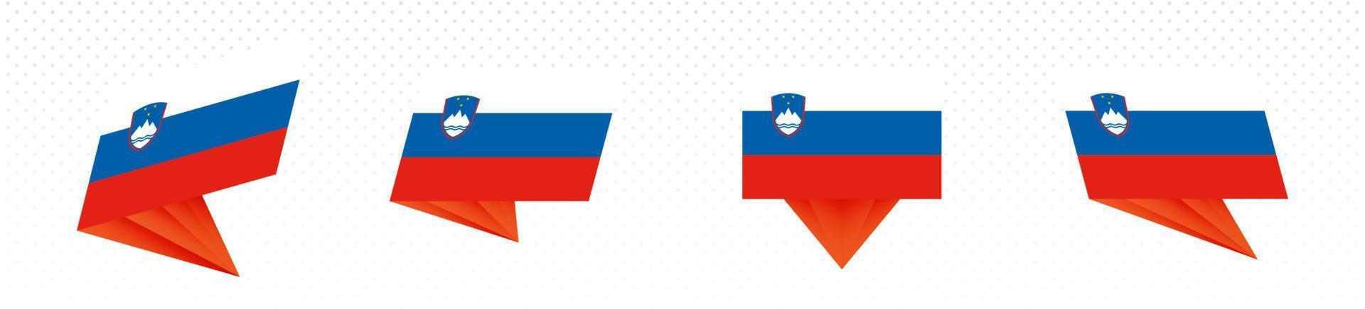 Flag of Slovenia in modern abstract design, flag set. vector