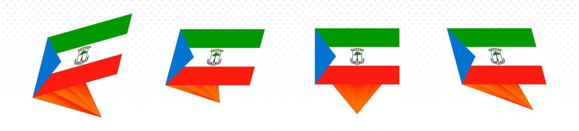 bandera de guinea ecuatorial en diseño abstracto moderno, juego de banderas. vector