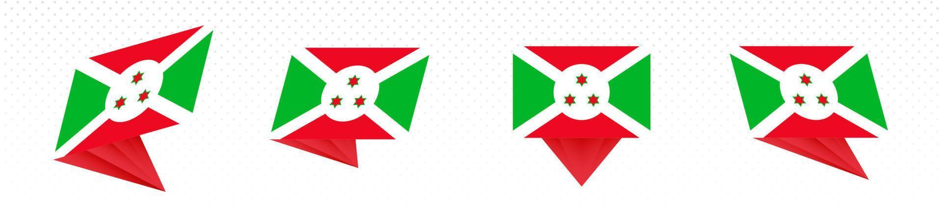 Flag of Burundi in modern abstract design, flag set. vector