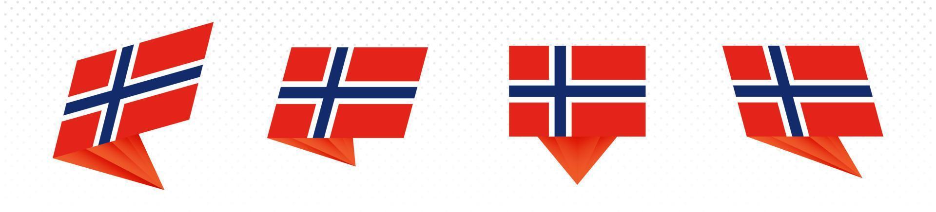 Flag of Norway in modern abstract design, flag set. vector