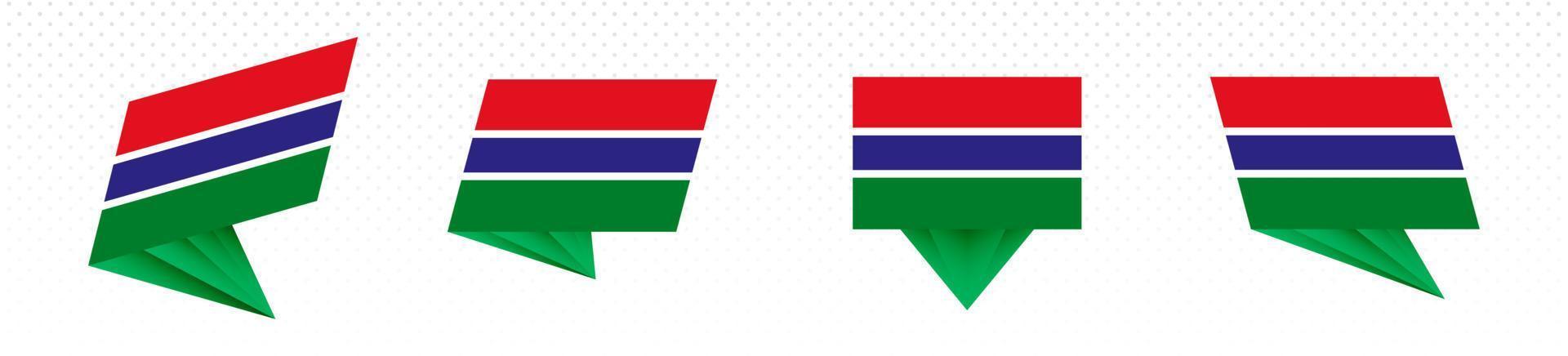 Flag of Gambia in modern abstract design, flag set. vector