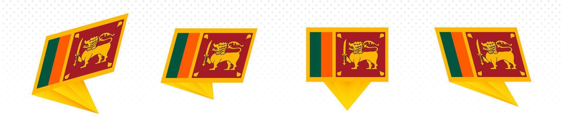 Flag of Sri Lanka in modern abstract design, flag set. vector