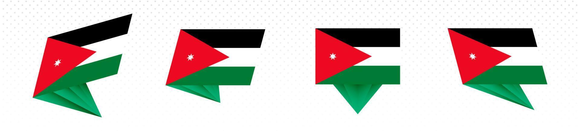 Flag of Jordan in modern abstract design, flag set. vector