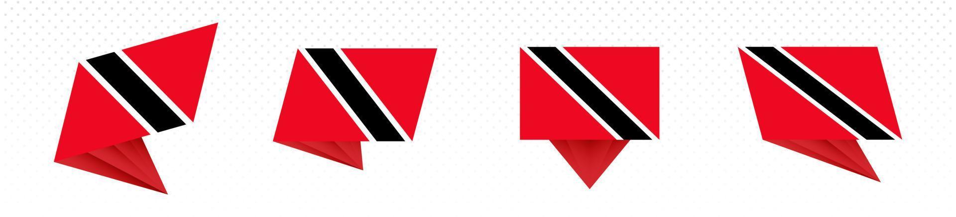 Flag of Trinidad and Tobago in modern abstract design, flag set. vector