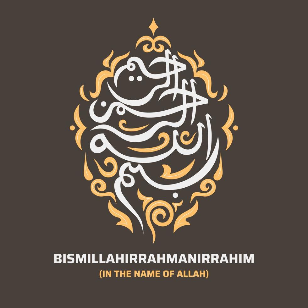 Bismillah Arabic Lettering means In The Name of Allah vector