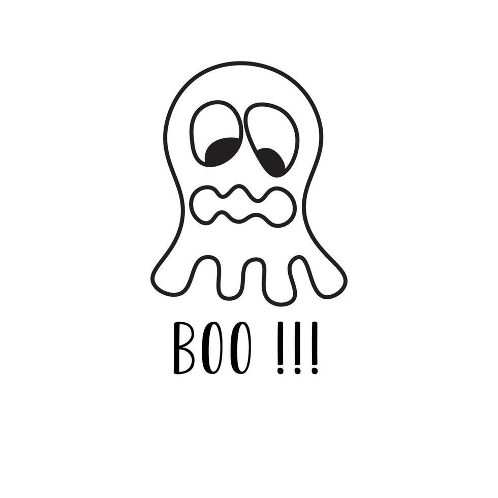 cute ghost icon on white background, halloween concept, horror, haunting, vector illustration