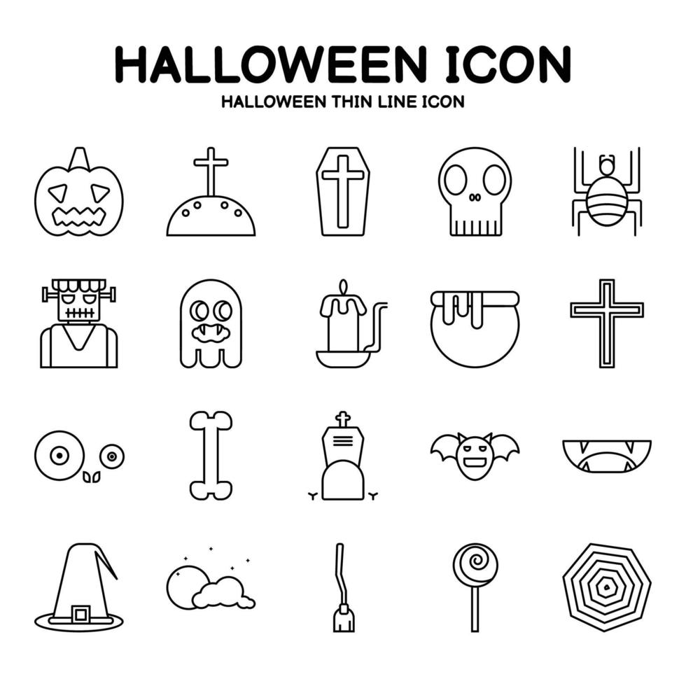 contorno de icono de halloween sobre fondo blanco, lindo icono de fantasma de dibujos animados. vector