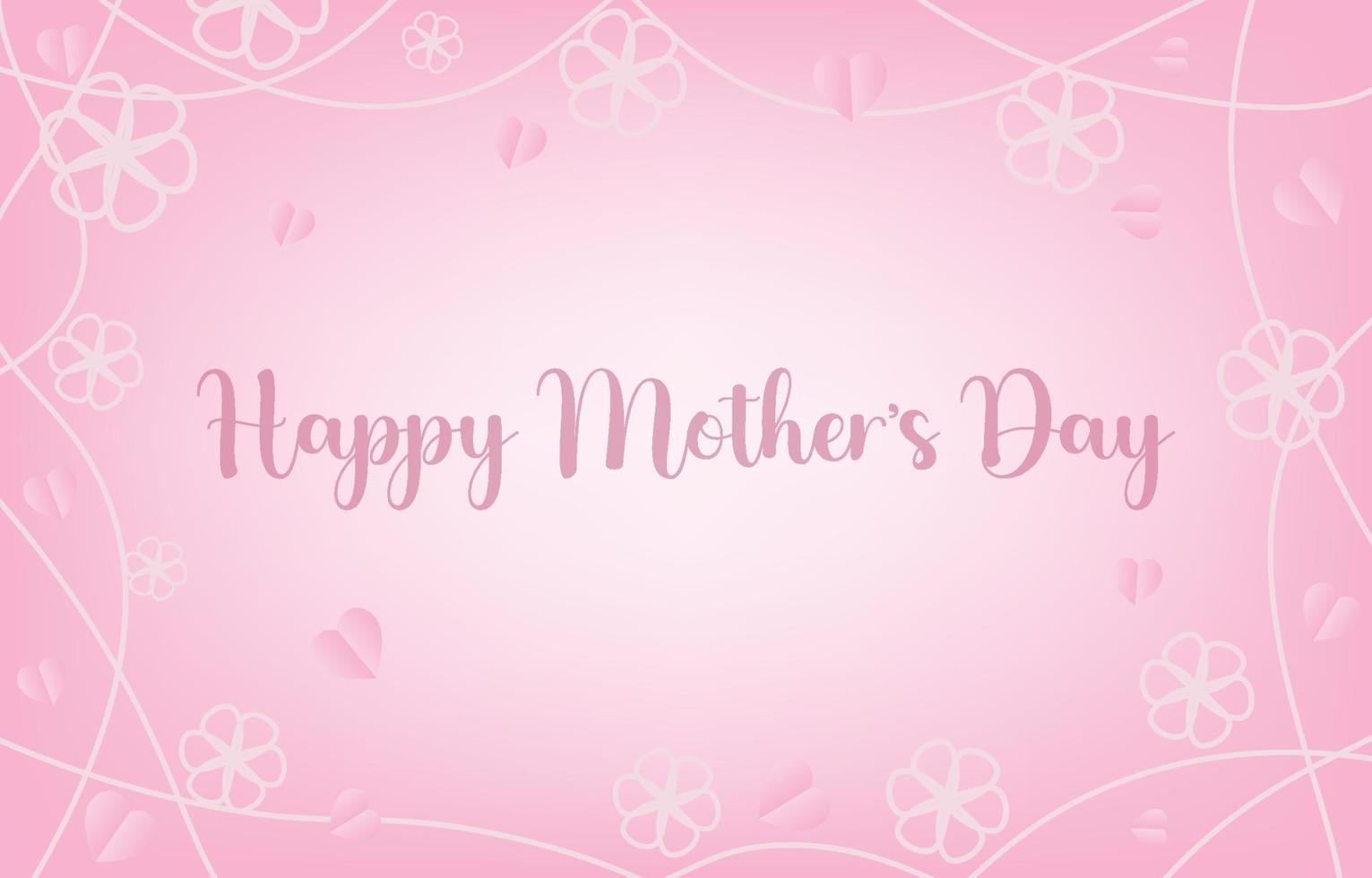 Mother's Day greeting card banner vector with 3d flying hearts pink papercut.symbol of love and handwritten letters on pink background.