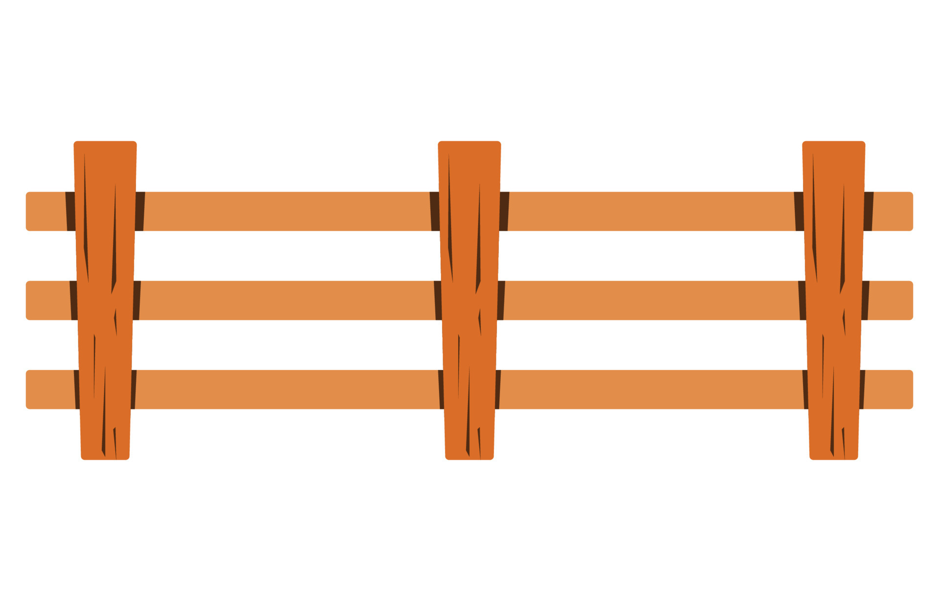 Brown wooden fence vector. Isolated on white background. Home