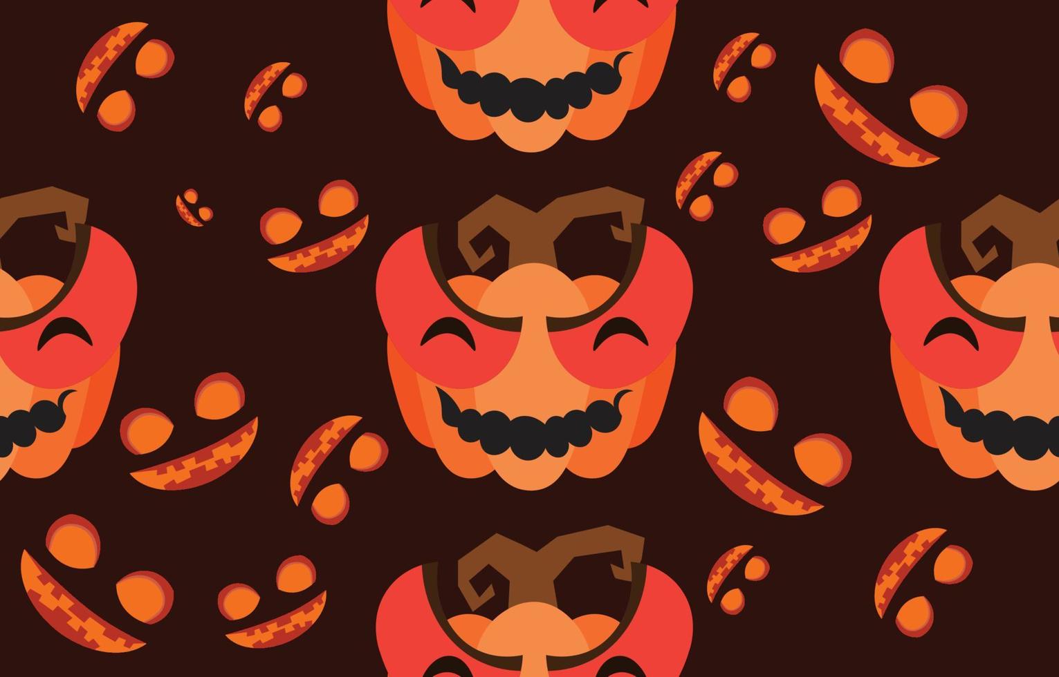 fondo transparente de calabaza y cara de diablo espeluznante en la noche de halloween.festival en ideas de otoño, ilustración vectorial, para papel tapiz, tela, papel de regalo vector