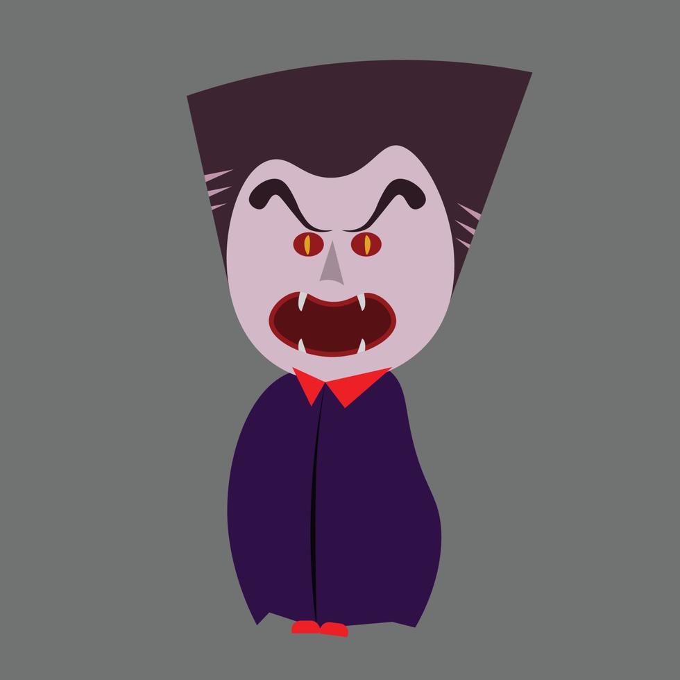 vampiro de dibujos animados de pose de miedo, icono de espíritu de Halloween sobre fondo negro, ilustración vectorial. vector