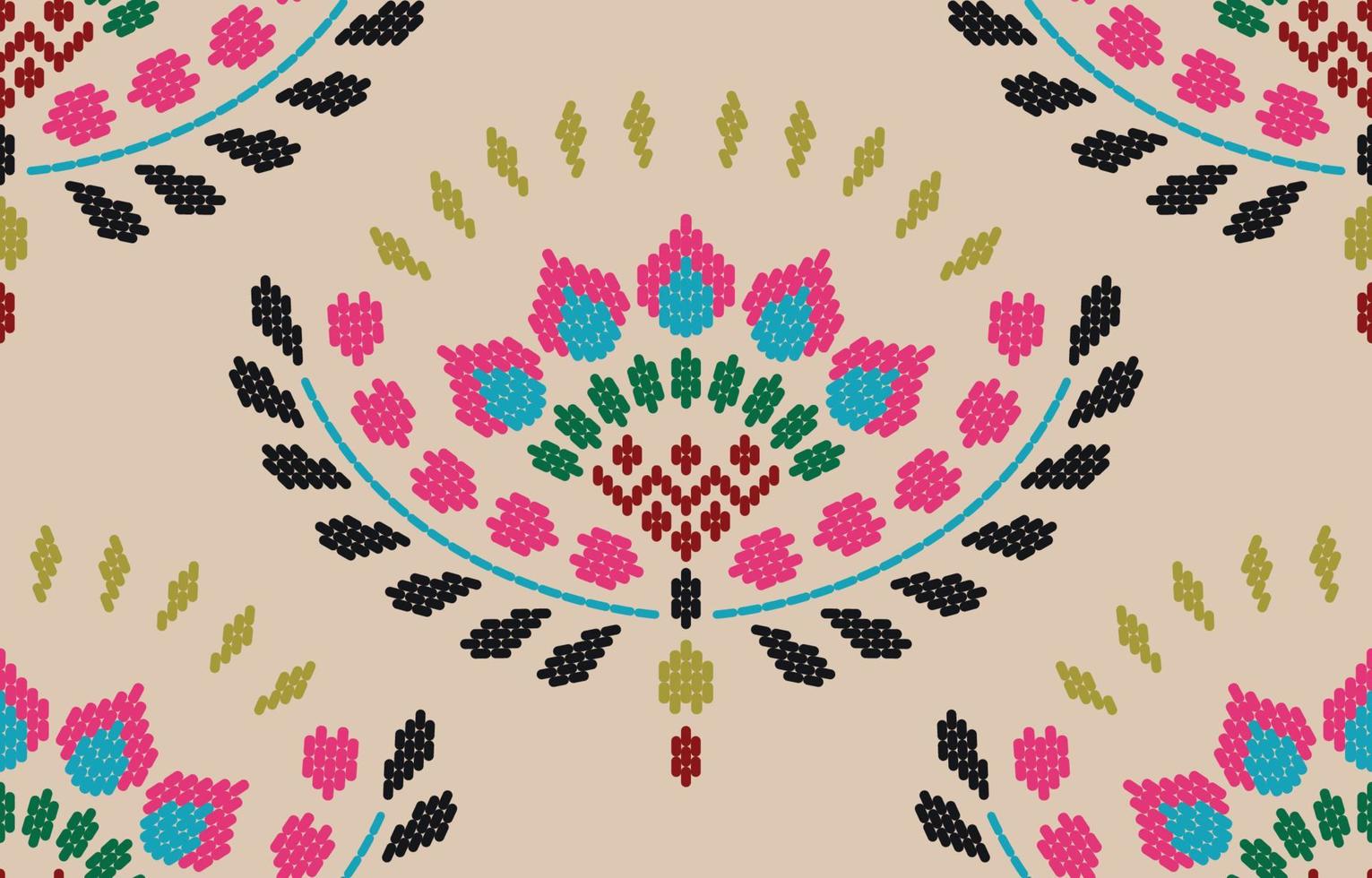 motivo étnico borde hecho a mano hermoso bordado arte. patrón floral de hoja étnica. bordado popular, estilo mexicano, peruano, indio, asiático, marroquí, turco y uzbeko. hermosa decoración floral. vector