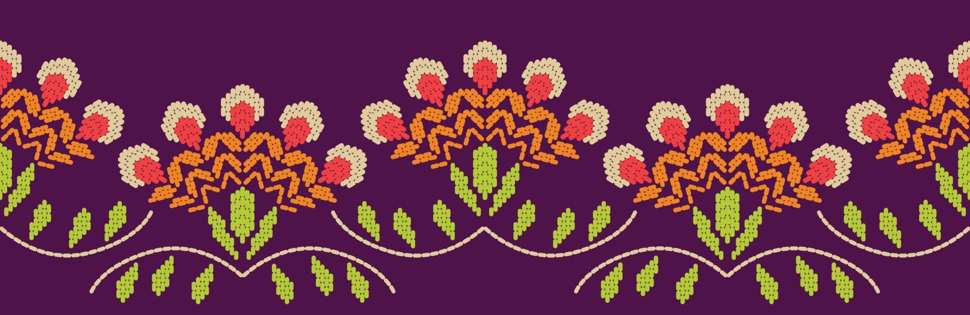 Motif ethnic handmade border beautiful embroidery art. Ethnic leaf floral pattern. folk embroidery, Mexican, Peruvian, Indian, Asia, Moroccan, Turkey, and Uzbek style.  beautiful flower decoration. vector