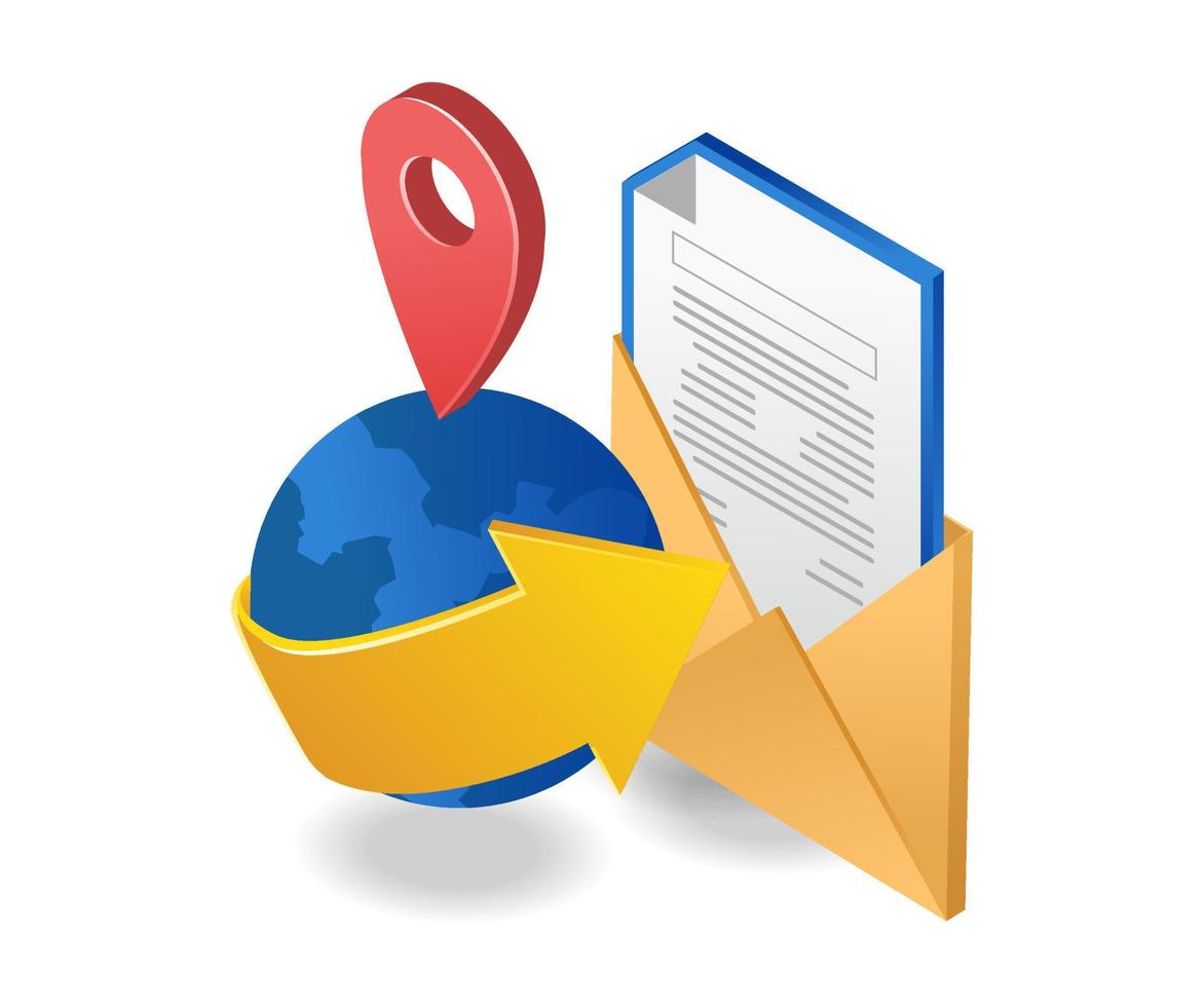 Send email worldwide in isometric illustration vector