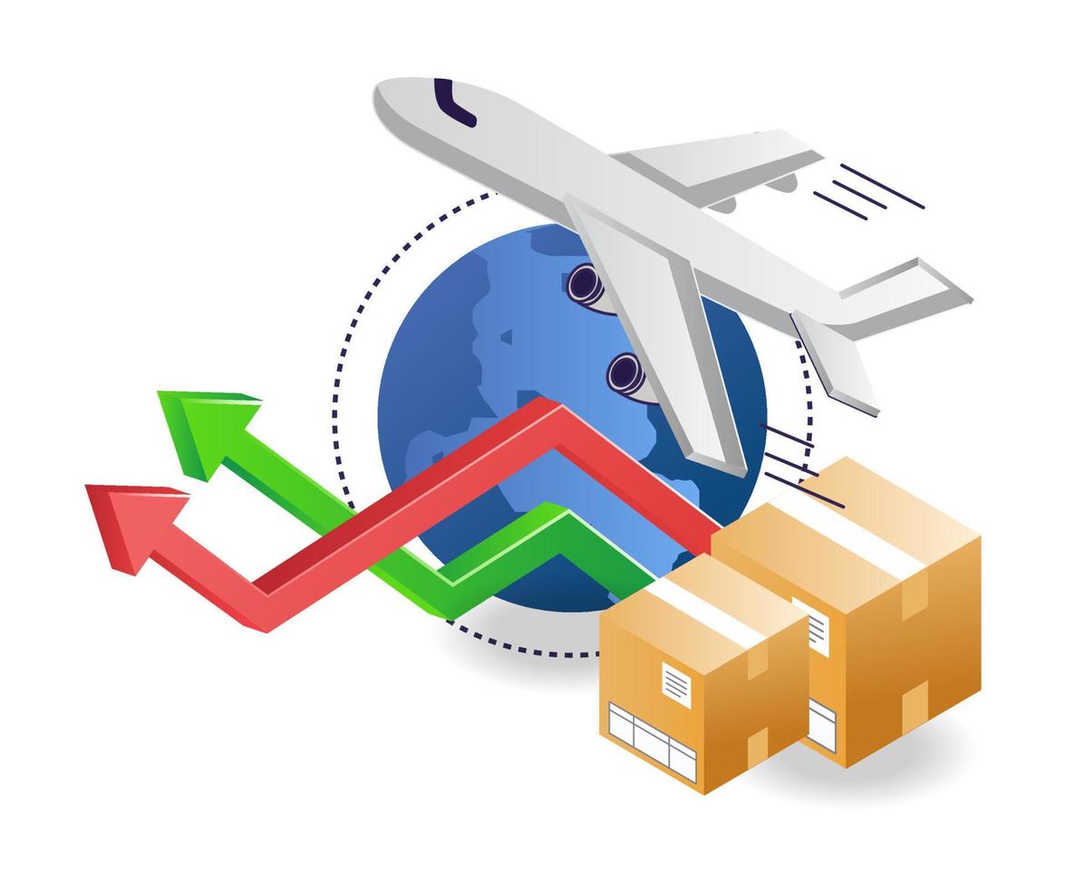 logística de carga aérea vector