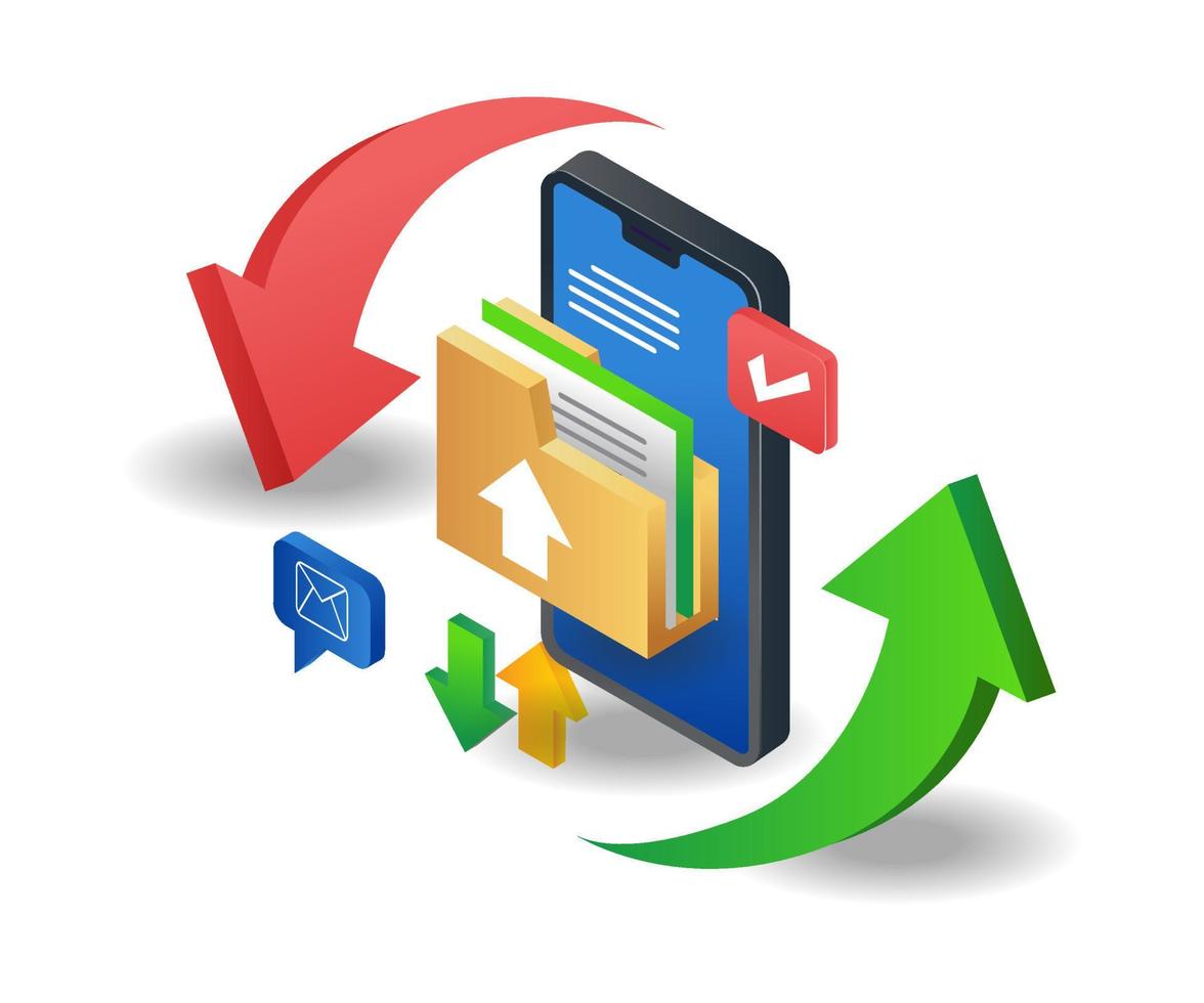 Circle smartphone email data delivery vector