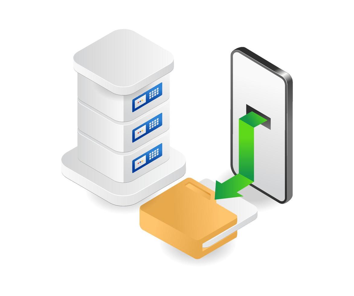 aplicación de tecnología de servidor flujo de datos de teléfonos inteligentes vector