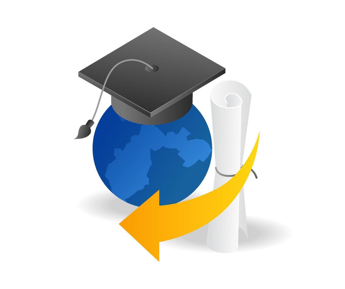 World graduation with certificate vector