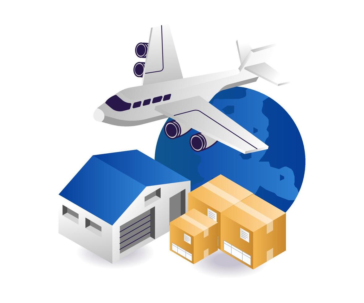 Air freight world logistics delivery vector