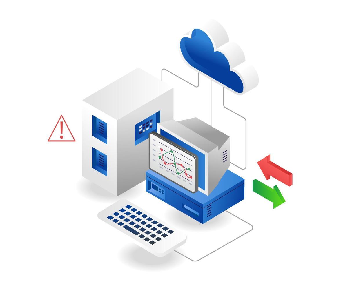 Professional cloud server analysis vector